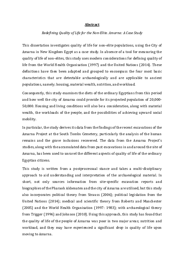 (DOC) Abstract:- Redefining Quality of Life for the Non-Elite. Amarna ...