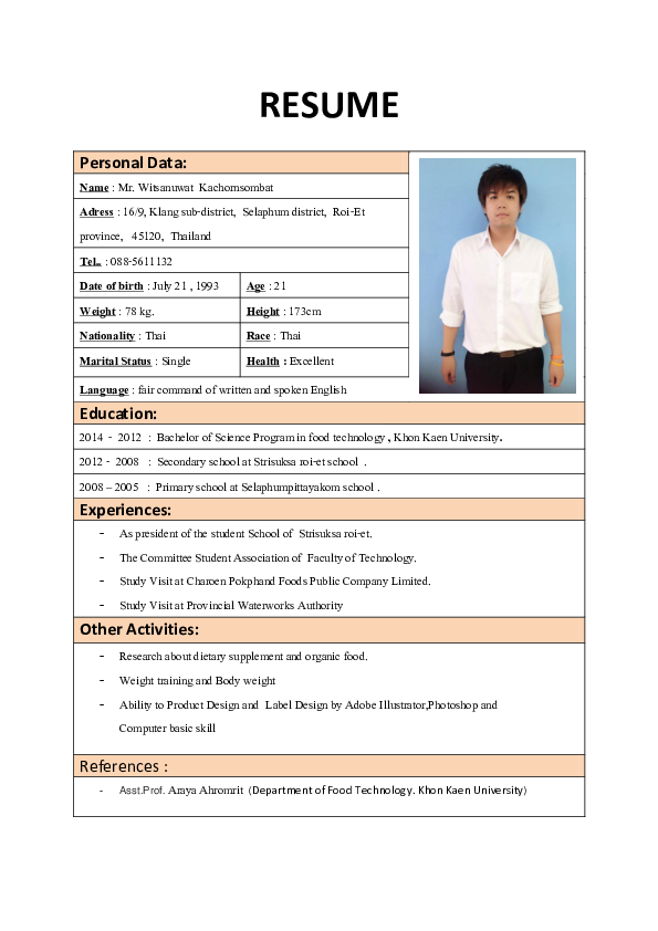 Doc Personal Data Witsanuwat Kachornsombat Academia Edu