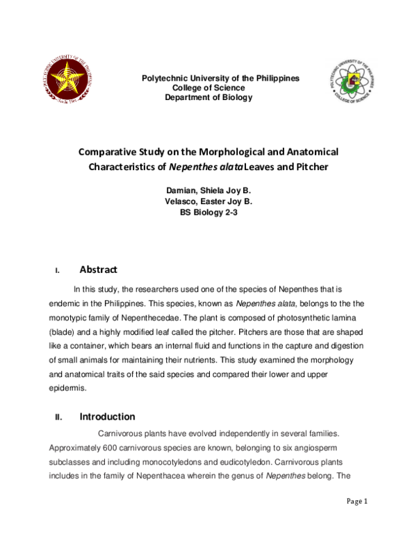 (PDF) Comparative Study on the Morphological and Anatomical ...