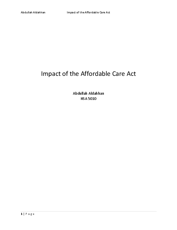 (DOC) Impact of the Affordable Care Act