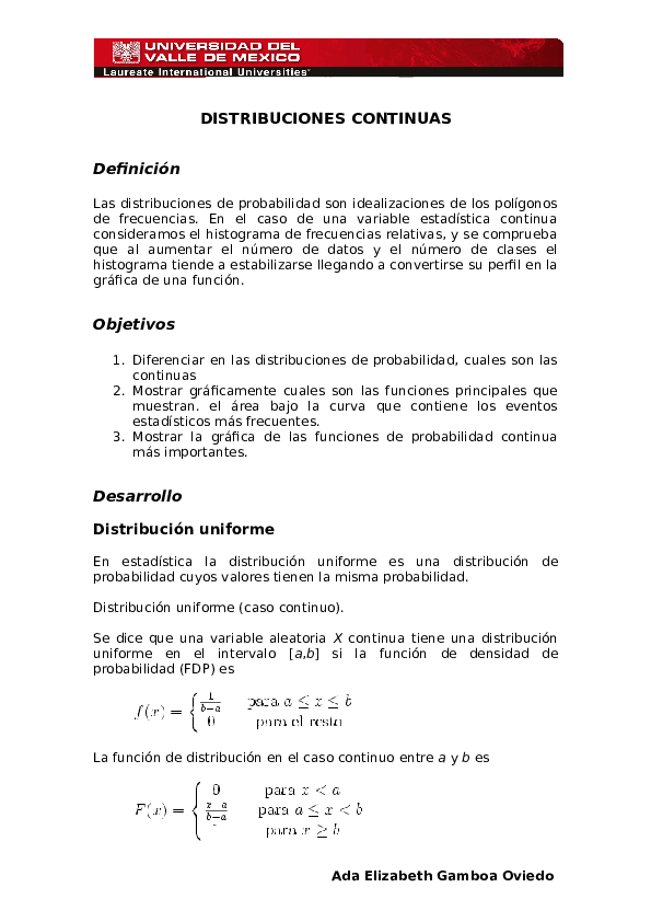 (DOC) Distribuciones continuas