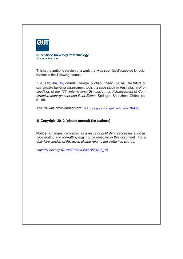 (PDF) The future of Sustainable Building Assessment Tools – a case ...