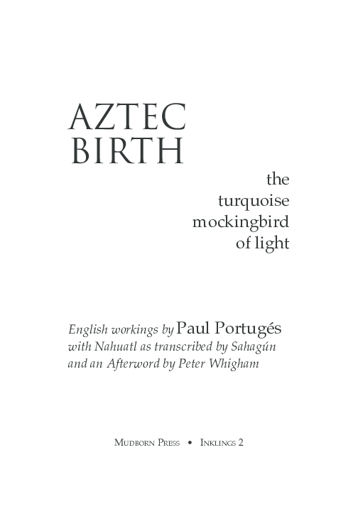 (PDF) Aztec Birth: Turquoise Mockingbird of Light, Paul Portugés