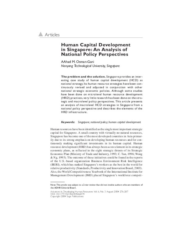 (PDF) Human Capital Development in Singapore: An Analysis of National ...