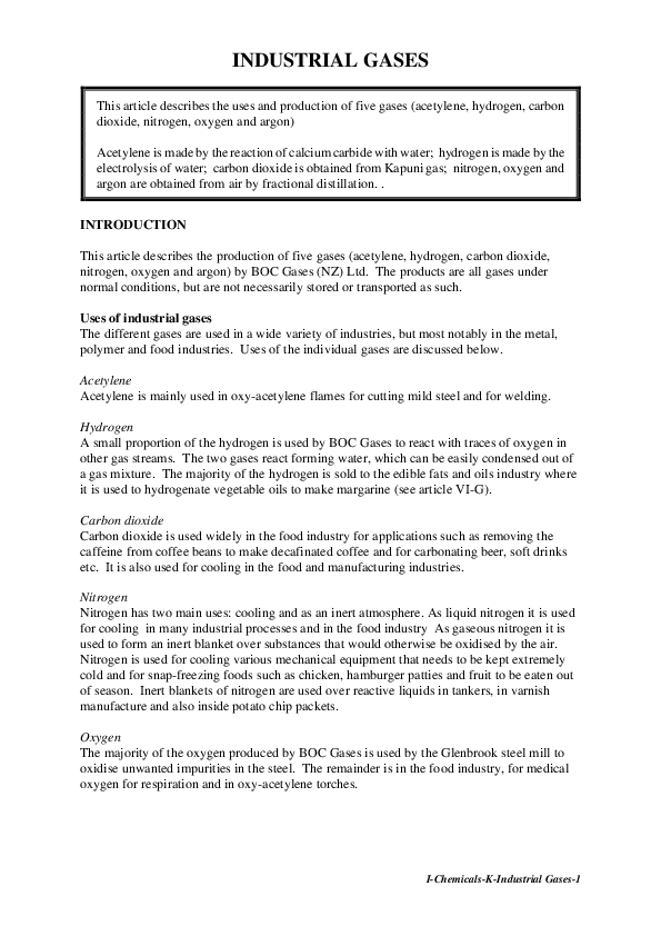 (PDF) IChemicalsKIndustrial Gases1 Lukau João Pedro Academia.edu