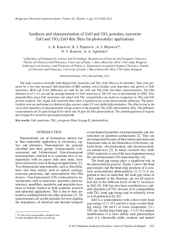 (PDF) Synthesis and characterization of ZnO and TiO 2 powders, nanowire ...