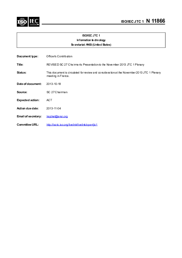 (PDF) ISO/IEC JTC 1 N 11866 ISO/IEC JTC 1 Information technology ...