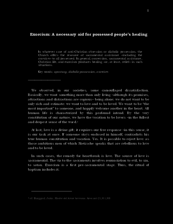(DOC) Exorcism: A necessary aid for possessed people’s healing