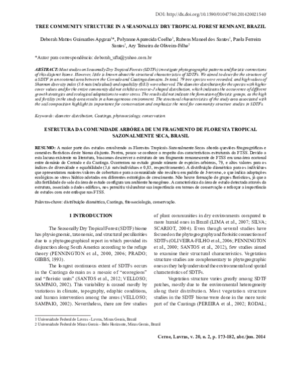 (PDF) TREE COMMUNITY STRUCTURE IN A SEASONALLY DRY TROPICAL FOREST ...