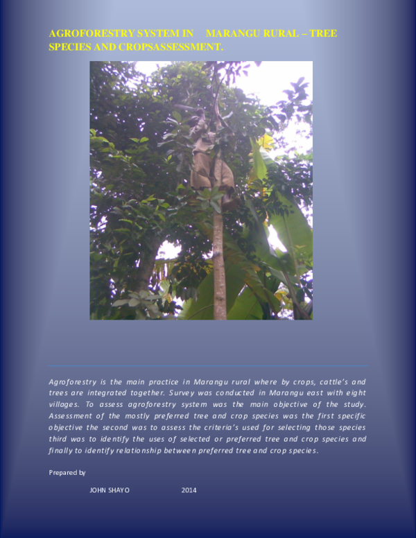 (PDF) AGROFORESTRY SYSTEM IN MARANGU RURAL – TREE SPECIES AND ...