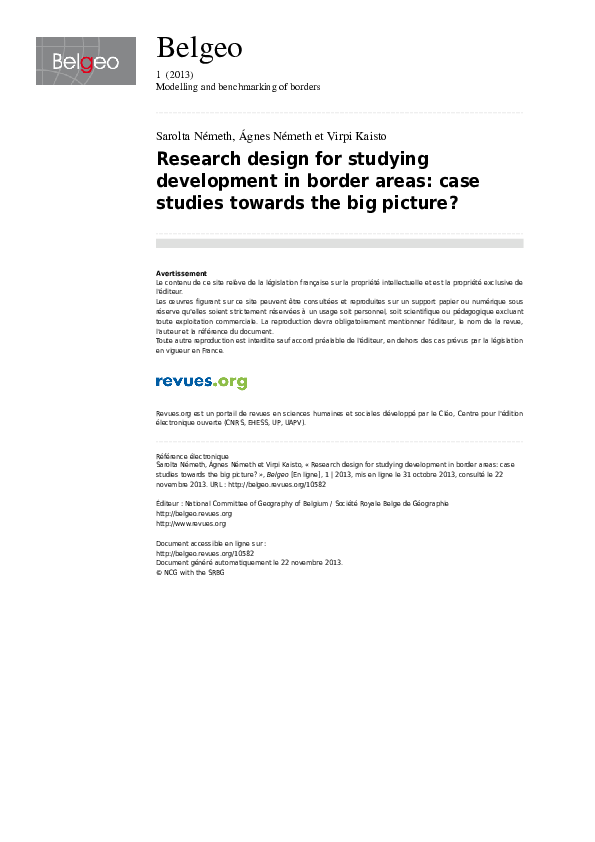 (PDF) Research design for studying development. Sarolta Németh, Ágnes