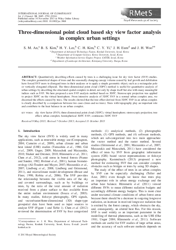 (PDF) Three-dimensional point cloud based sky view factor analysis in ...