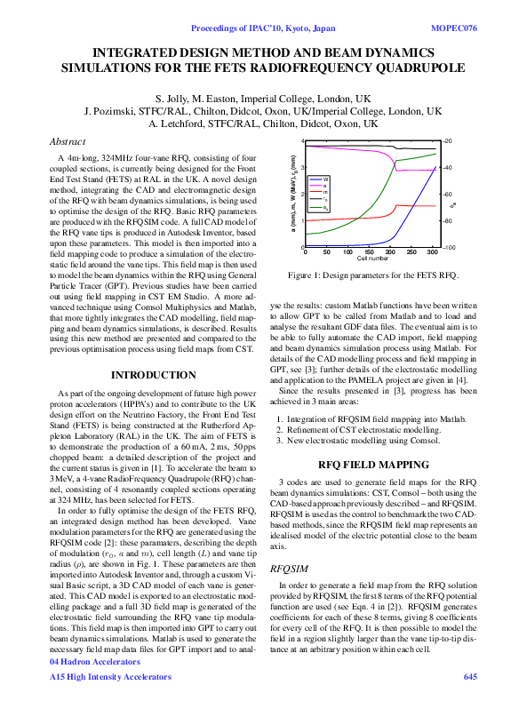 (PDF) Integrated design method and beam dynamics simulations for the ...