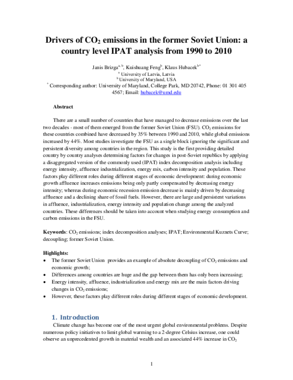 (DOC) Drivers of Greenhouse gases emissions in the Baltic States: a ...