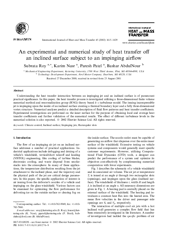 (PDF) An experimental and numerical study of heat transfer off an ...
