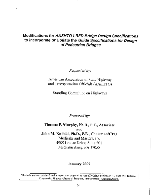 (PDF) Update the Guide Specifications for Design of Pedestrian Bridges