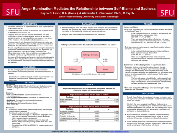 (PDF) POSTER: Anger Rumination Mediates the Relationship between Self ...