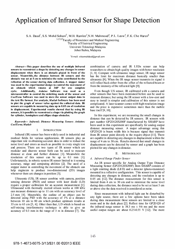 (PDF) Application of Infrared Sensor for Shape Detection