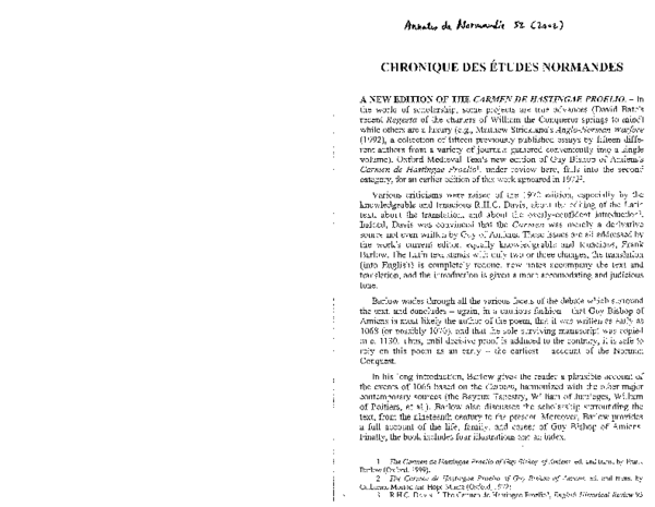 (PDF) Review of The Carmen de Hastingae Proelio, ed. F. Barlow, in