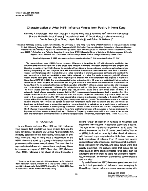 (PDF) Characterization of Avian H5N1 Influenza Viruses from Poultry in ...