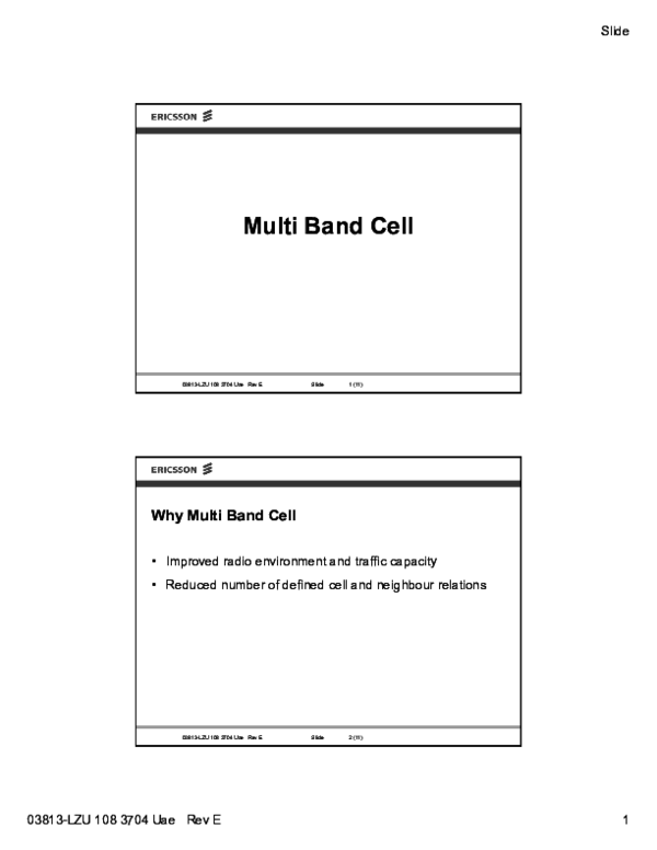 (PDF) Multi Band Cell Why Multi Band Cell @BULLET Improved radio ...