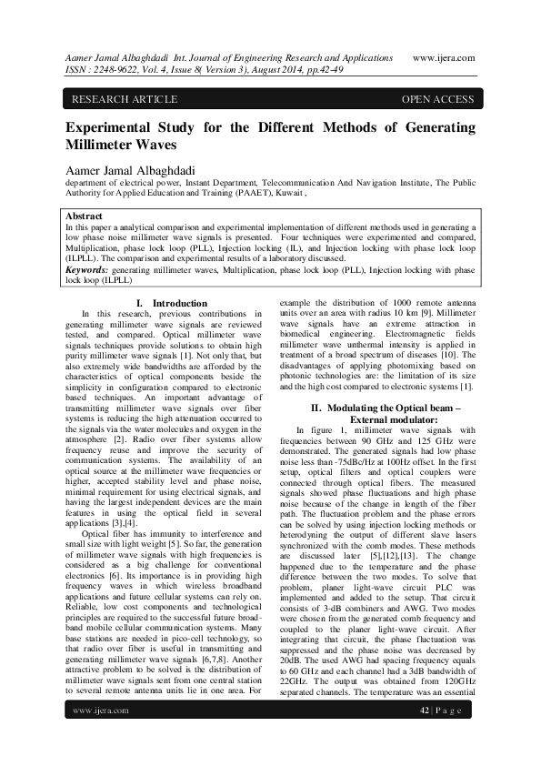 (PDF) Experimental Study for the Different Methods of Generating ...