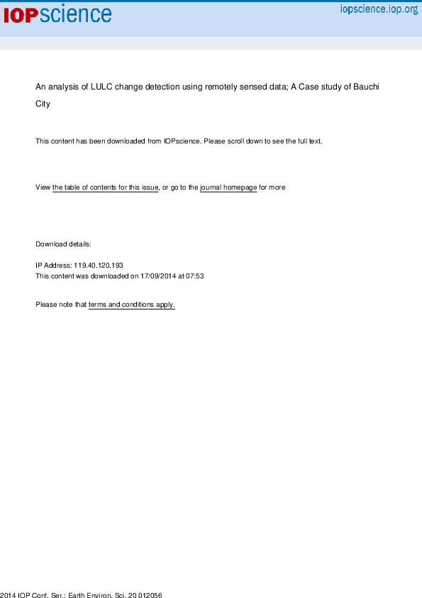 (PDF) An analysis of LULC change detection using remotely sensed data ...