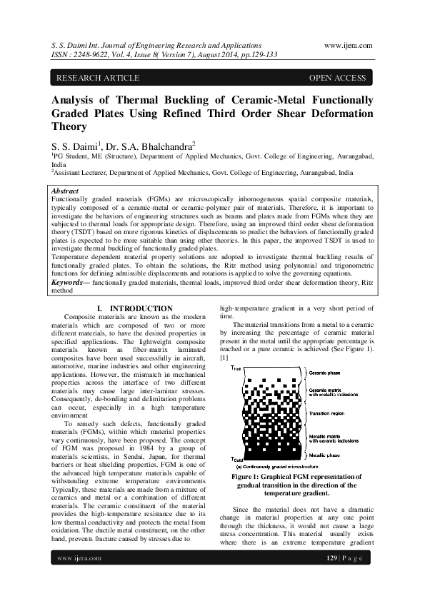 (PDF) Analysis of Thermal Buckling of Ceramic-Metal Functionally Graded ...