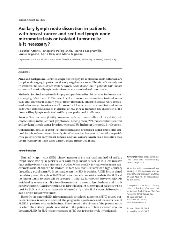 (PDF) Axillary lymph node dissection in patients with breast cancer and ...