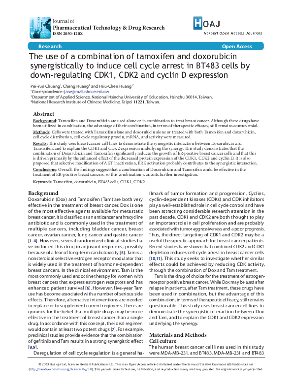 (PDF) The use of a combination of tamoxifen and doxorubicin ...