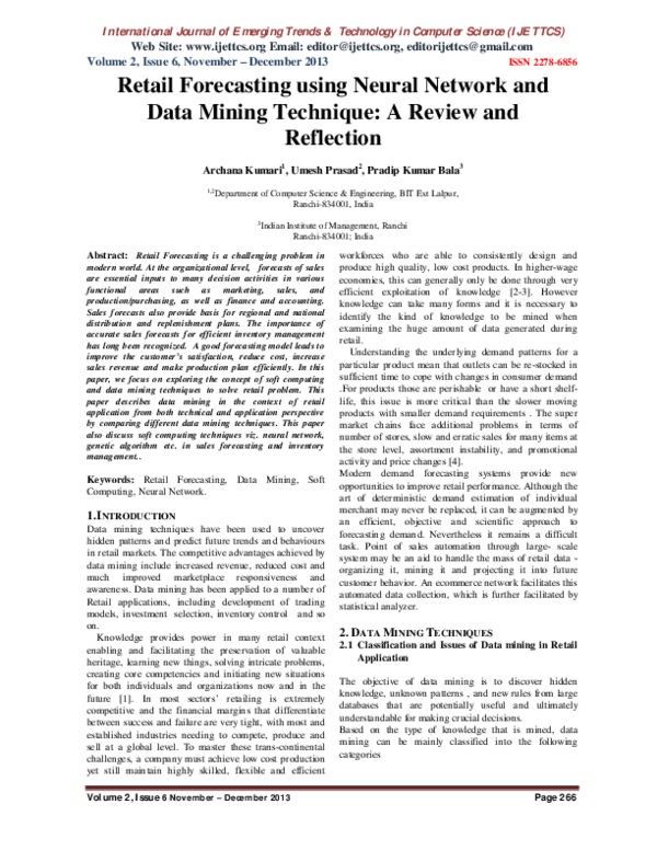 (PDF) Retail Forecasting using Neural Network and Data Mining Technique ...