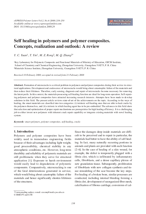 (PDF) Self healing in polymers and polymer composites. Concepts ...