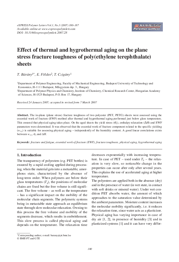 (PDF) Effect of thermal and hygrothermal aging on the plane stress ...