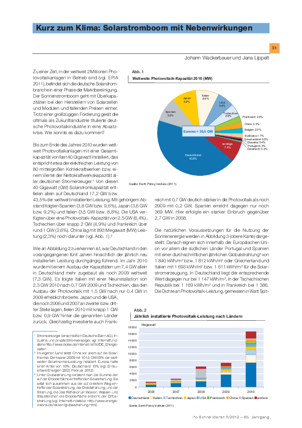 Pdf Kurz Zum Klima Solarstromboom Mit Nebenwirkungen Johann Wackerbauer Academia Edu