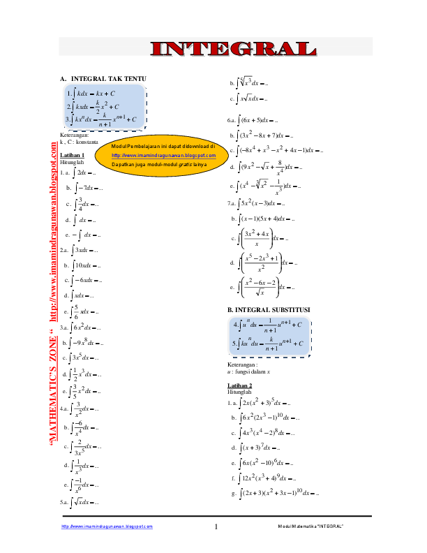 (PDF) A. INTEGRAL TAK TENTU