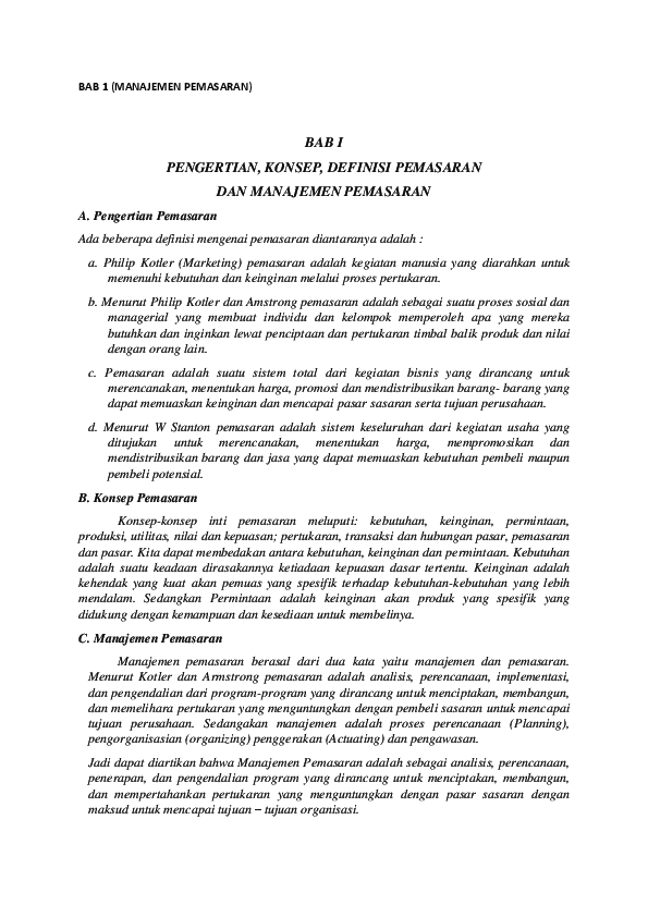 DOC) BAB 1 (MANAJEMEN PEMASARAN | Lisa Amalia - Academia.edu DOC) BAB 1 (MANAJEMEN PEMASARAN | Lisa Amalia - Academia.edu
