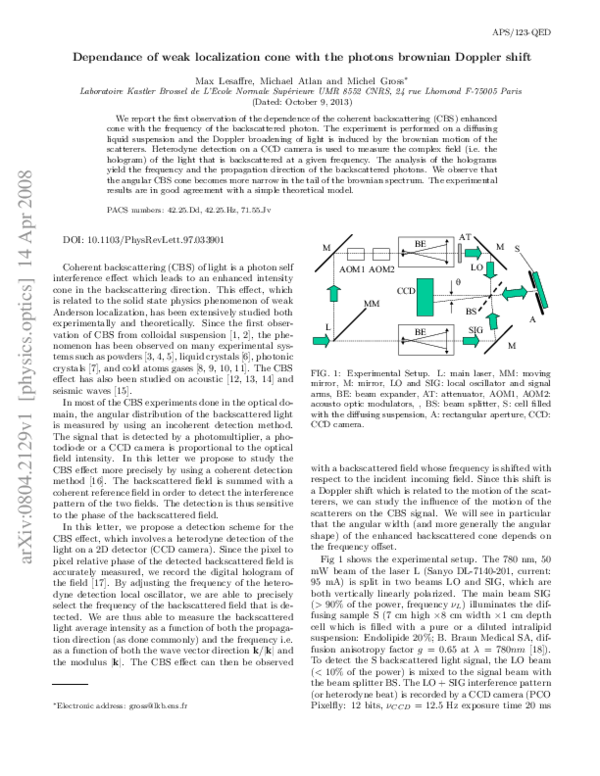 (PDF) Effect of the Photon's Brownian Doppler Shift on the Weak ...