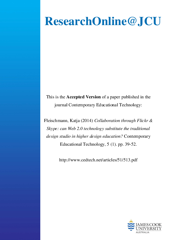 Collaboration through Flickr & Skype: Can Web 2.0 Technology Substitute the Traditional Design Studio in Higher Design Education?