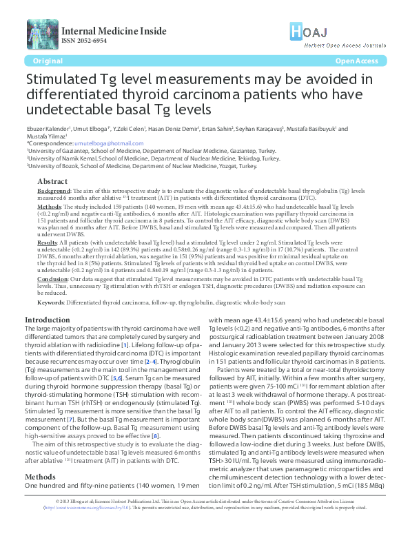 (PDF) Stimulated Tg level measurements may be avoided in differentiated ...