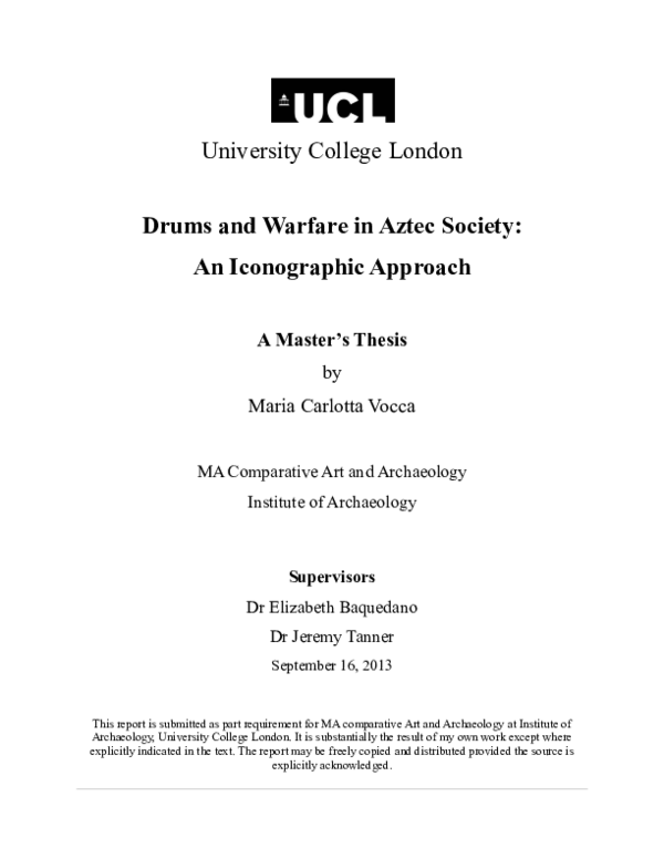 MA Thesis (2013): Drums and Warfare in Aztec Society: an Iconographic Approach