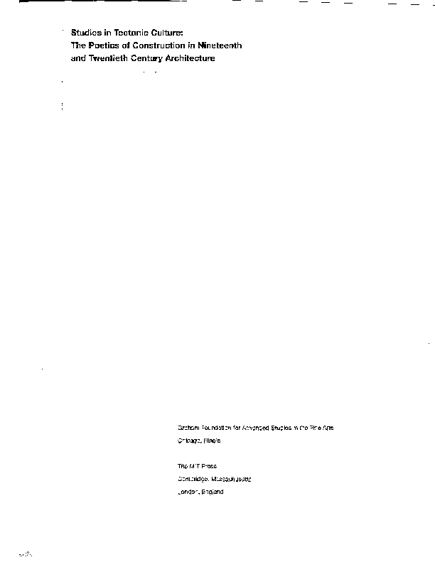 PDF) Studies in Tectonic Culture: The Poetics of