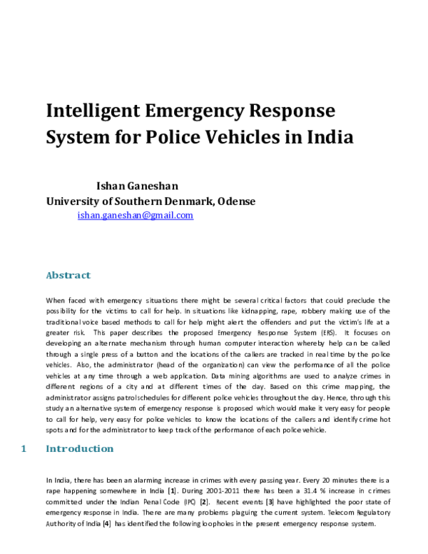 (PDF) Intelligent Emergency Response System for Police Vehicles in