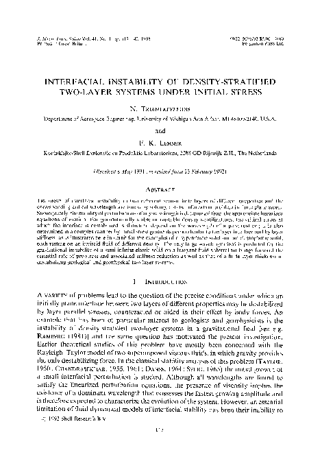 (PDF) Interfacial Instability of Density-Stratified Two-Layer Systems ...