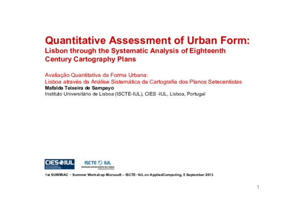 (PDF) Quantitative Assessment of Urban Form: Lisbon through the ...