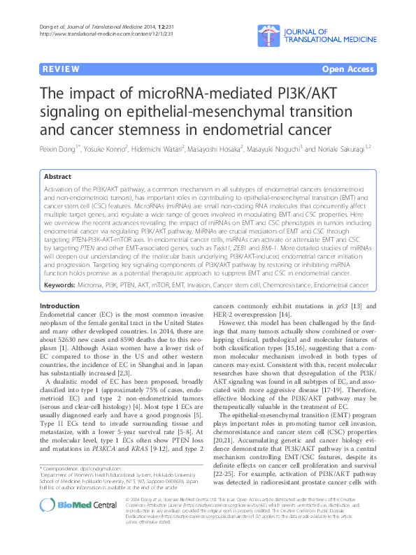 (PDF) The impact of microRNA-mediated PI3K/AKT signaling on epithelial ...