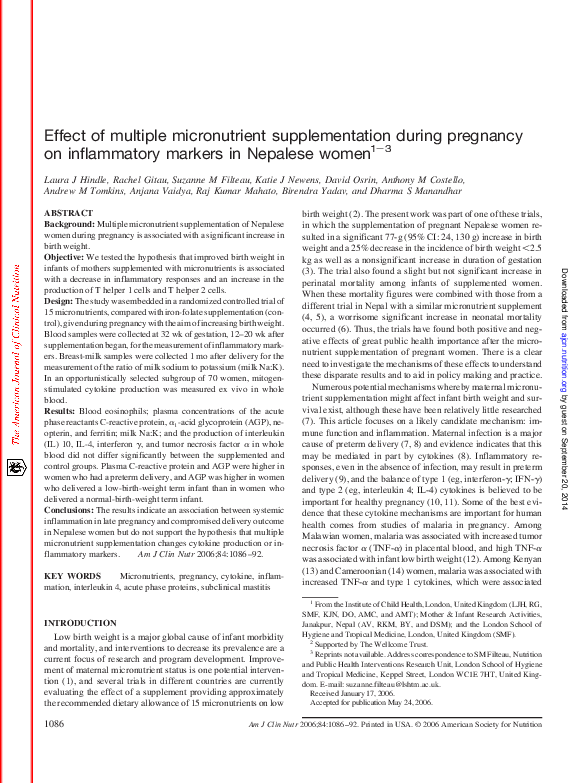 (PDF) Effect of multiple micronutrient supplementation during pregnancy ...