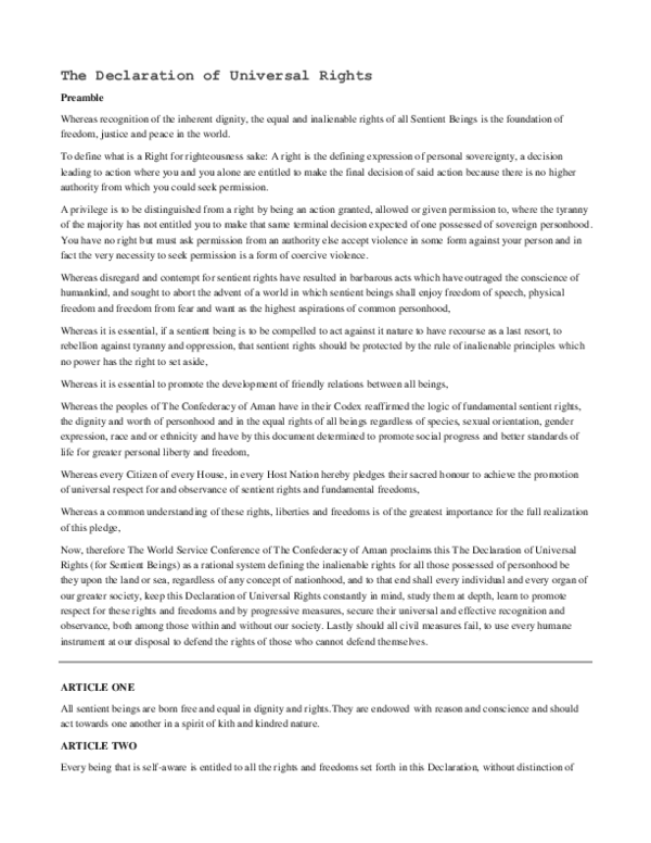 (DOC) The Declaration of Universal Rights