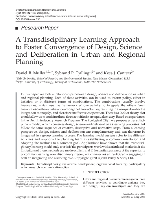 (PDF) A transdisciplinary learning approach to foster convergence of ...