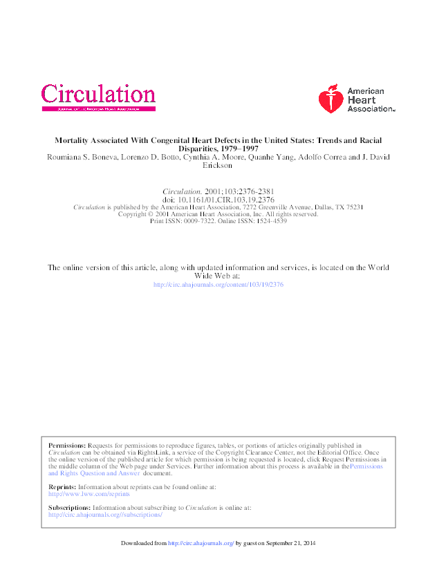 (PDF) Mortality Associated With Congenital Heart Defects in the United ...