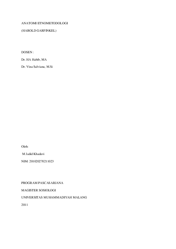 Doc Anatomi Etnometodologi San Rudiyanto Academia Edu